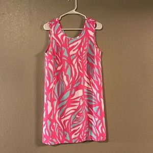 Lilly Pulitzer pink and blue patterned shift dress